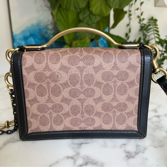 Coach 1941 Riley Top Handle 22 Signature Canvas Brass Tan Black 73937 Crossbody - Picture 6 of 16